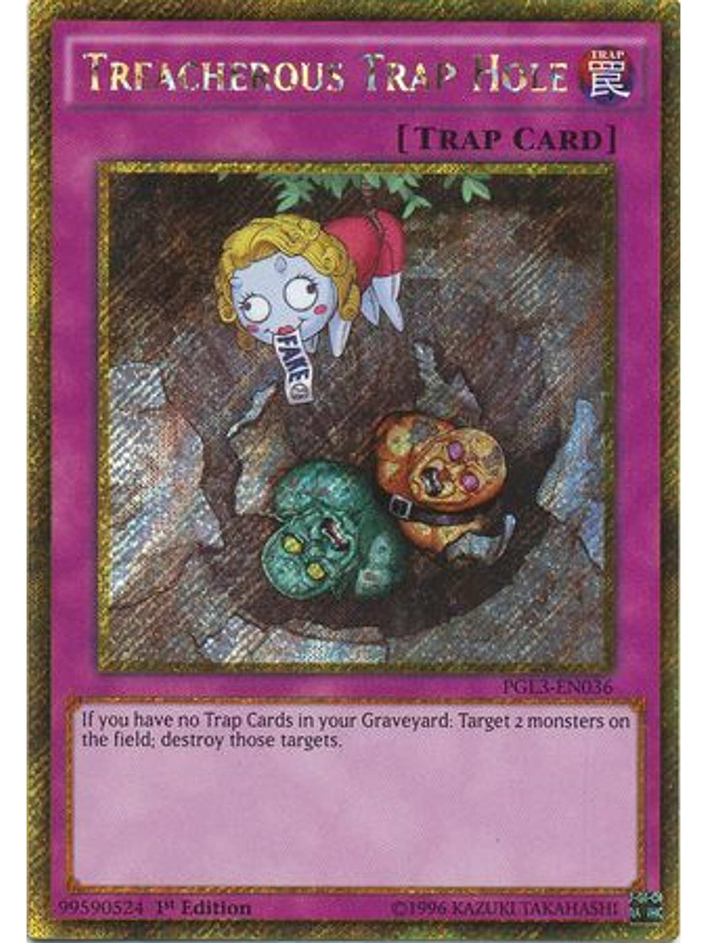 Treacherous Trap Hole - PGL3-EN036 - Gold Secret Rare 1st Edition 1