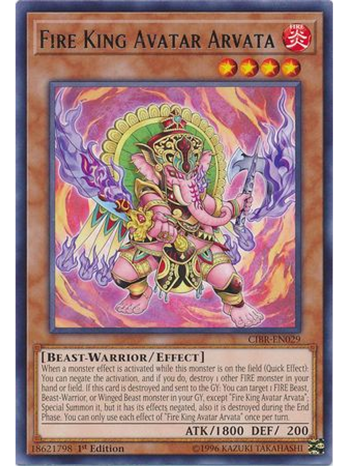 Fire King Avatar Arvata - CIBR-EN029 - Rare 1st Edition 1