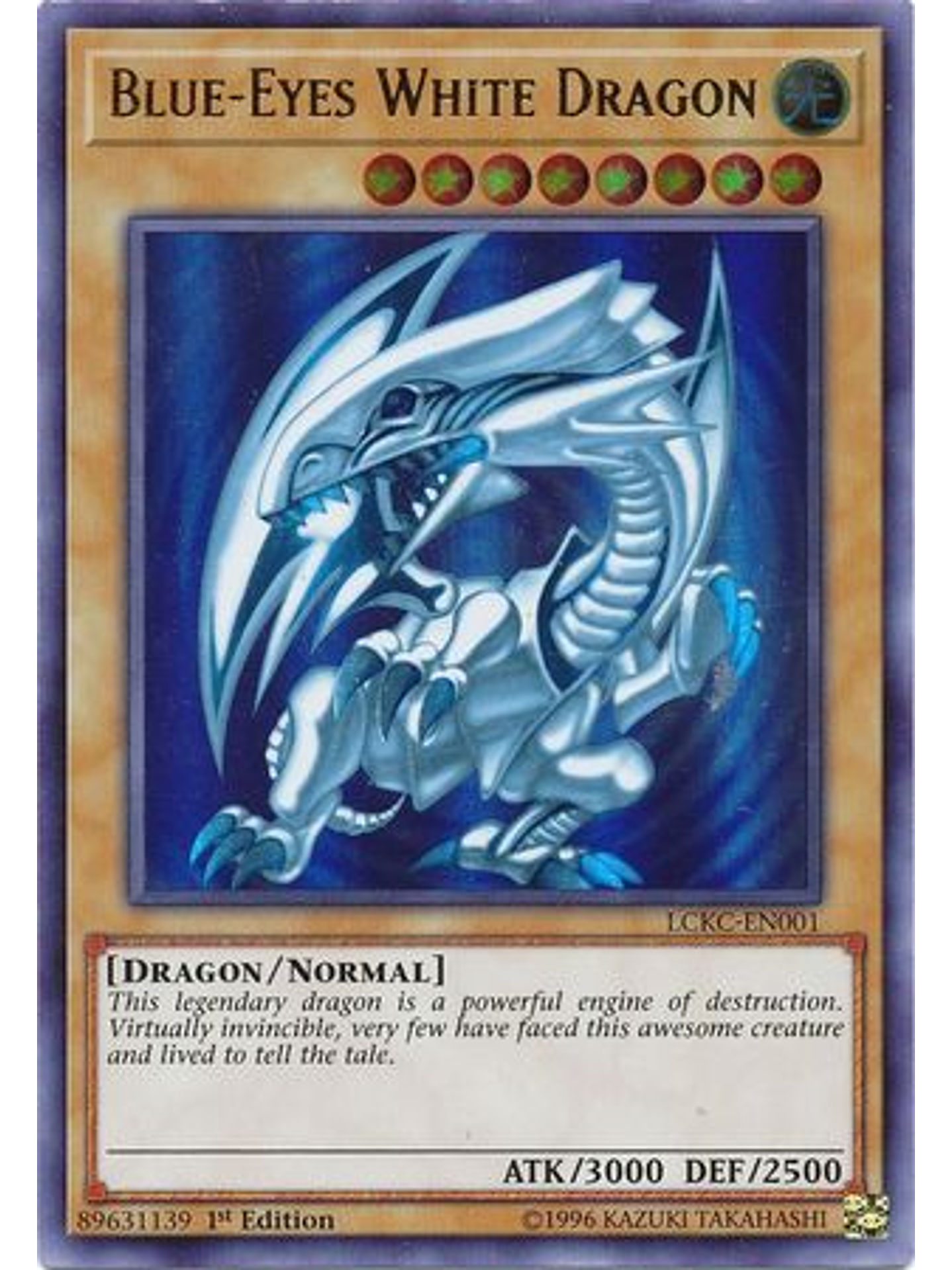 Blue-Eyes White Dragon (Blue Ripple Background) - LCKC-EN001 - Ultra Rare 1st Edition 1