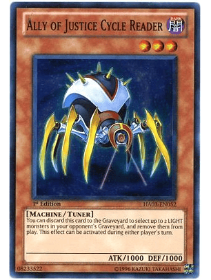 Ally of Justice Cycle Reader - HA03-EN052 - Super Rare 1st Edition