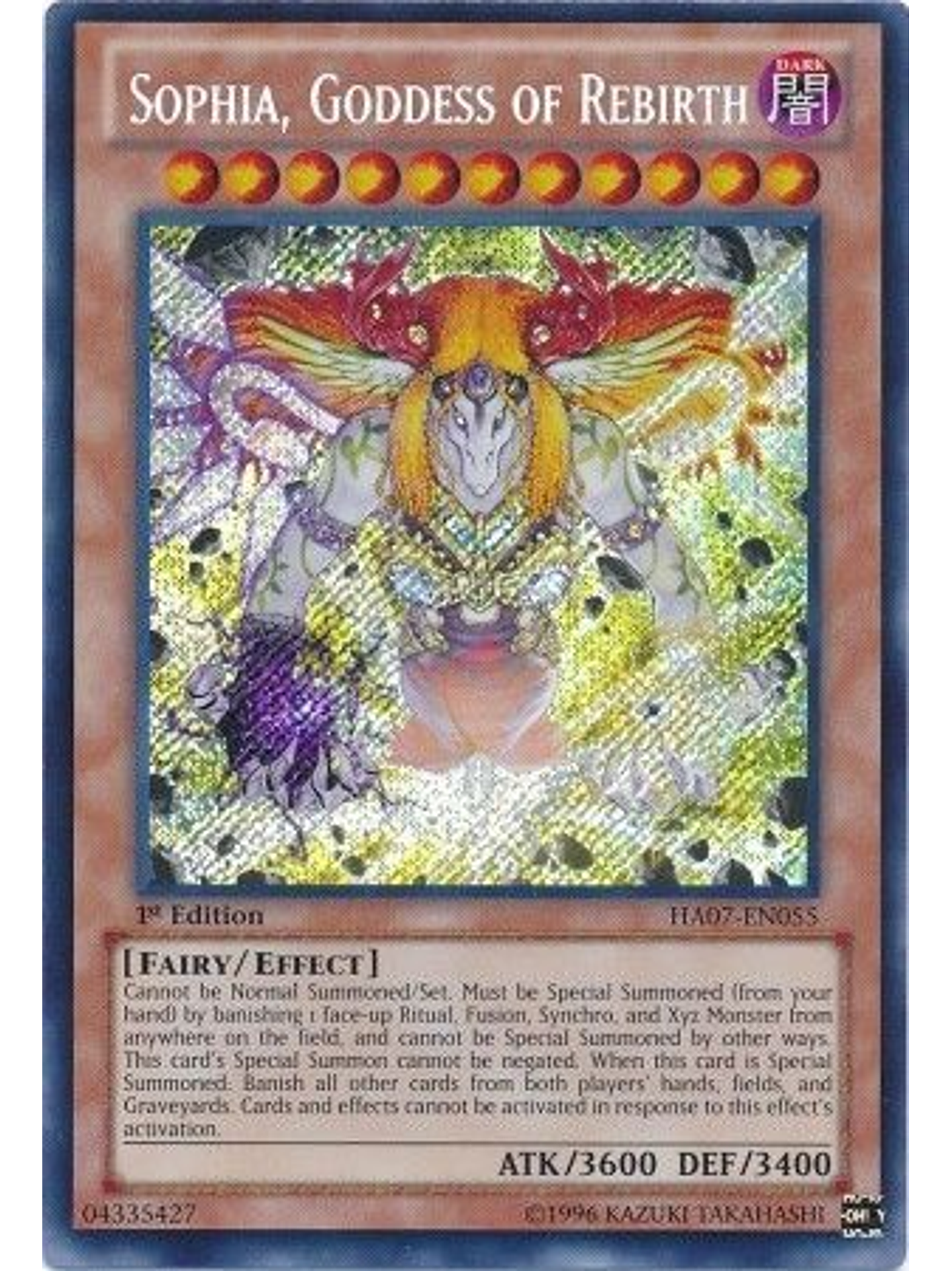 Sophia, Goddess of Rebirth - HA07-EN055 - Secret Rare 1st Edition 1