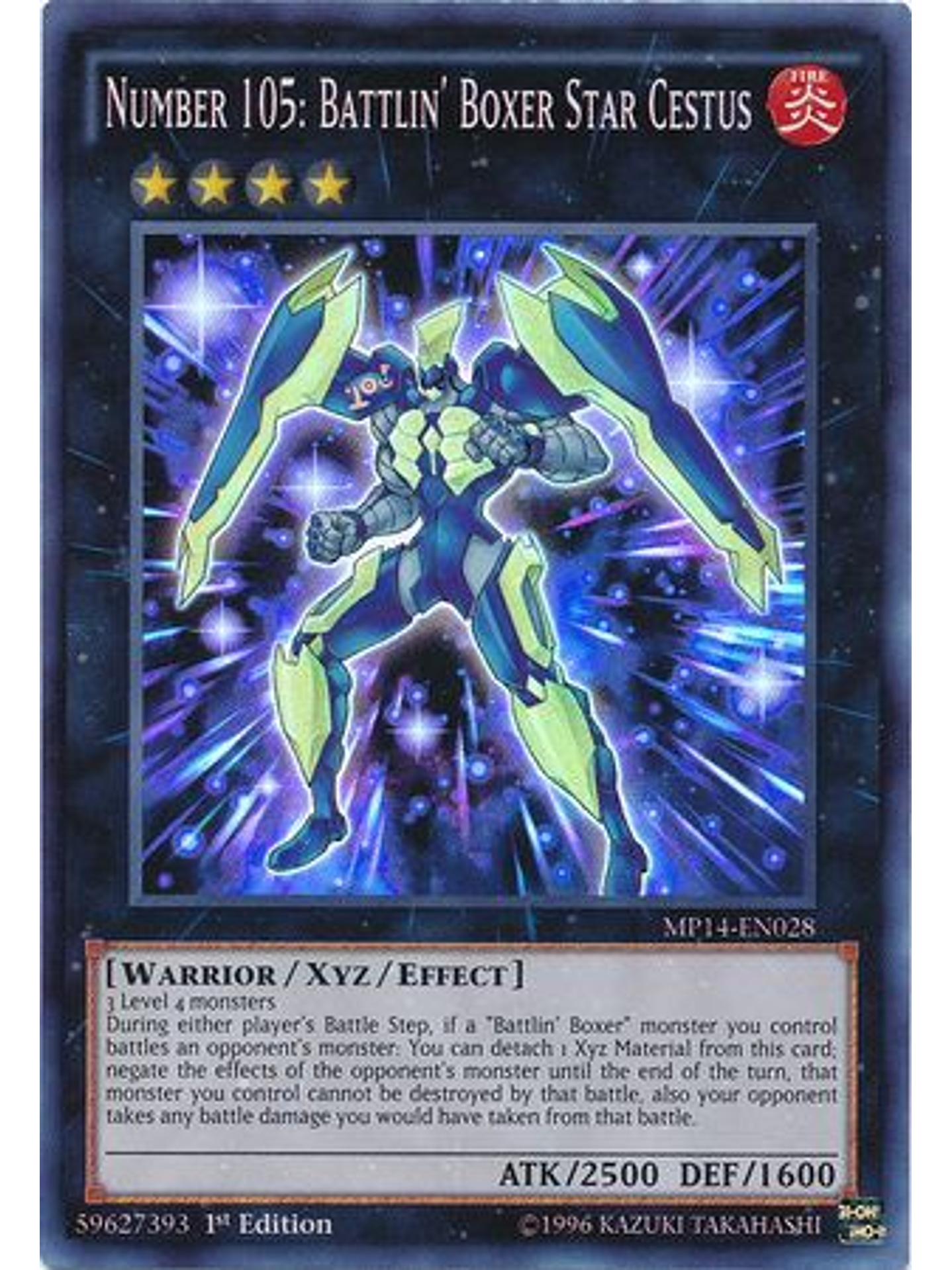 Number 105: Battlin' Boxer Star Cestus - MP14-EN028 - Super Rare 1st Edition 1