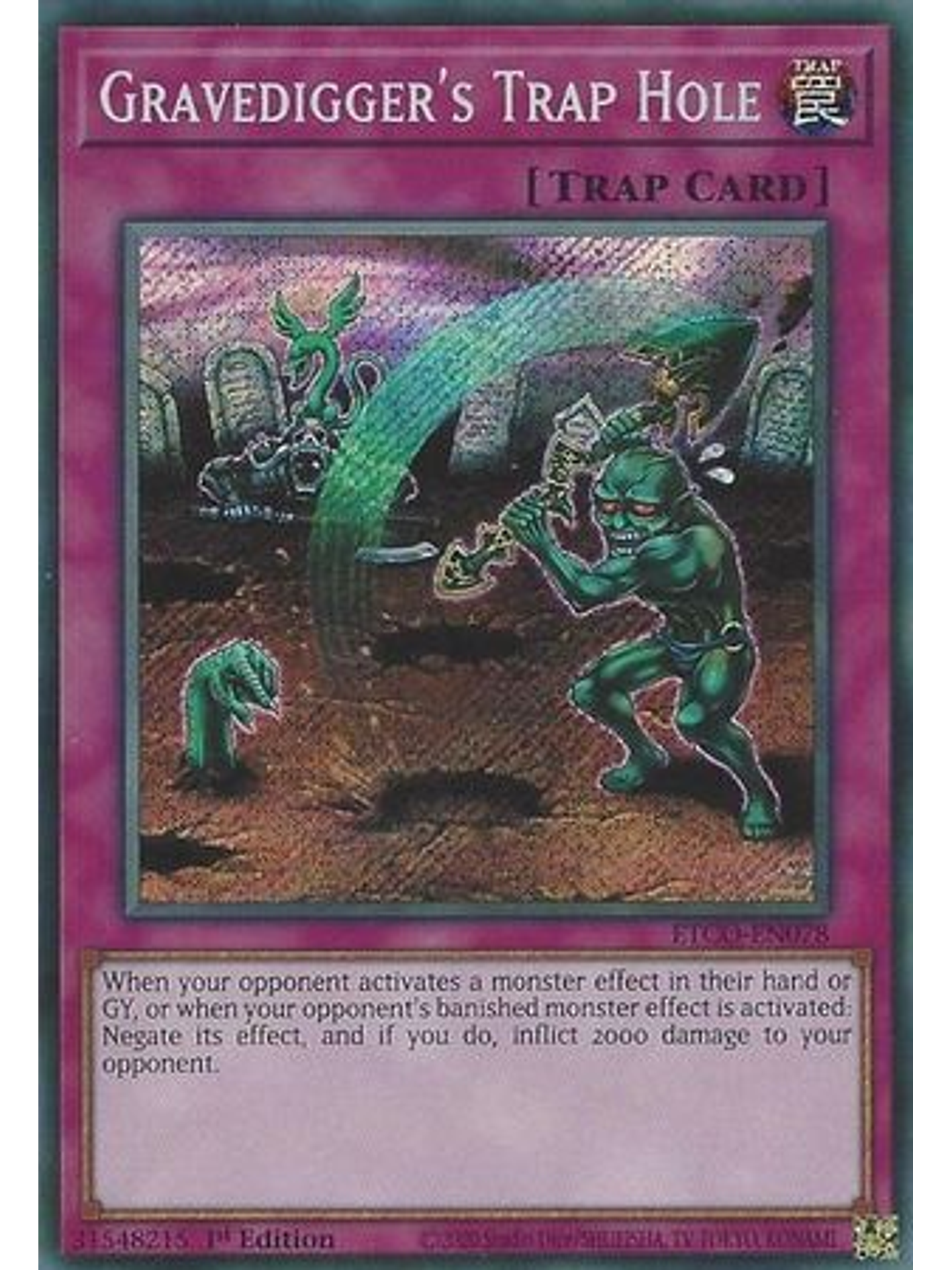 Gravedigger's Trap Hole - ETCO-EN078 - Secret Rare 1st Edition 1