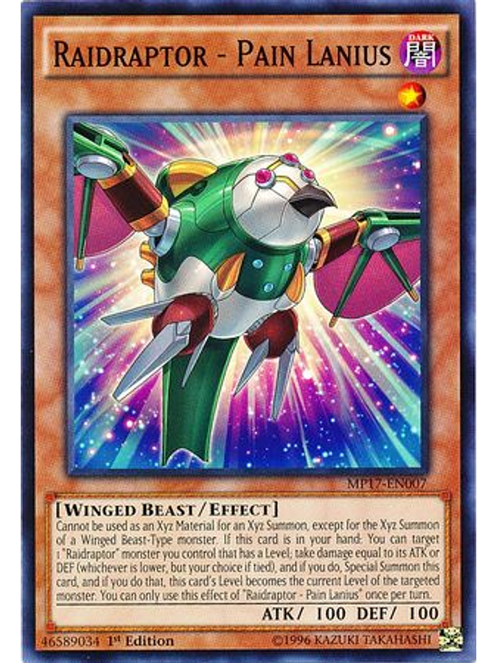 Raidraptor - Pain Lanius - MP17-EN007 - Common 1st Edition 1