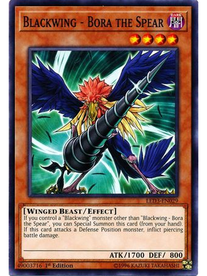 Blackwing - Bora the Spear - LED3-EN029 - Common 1st Edition 1