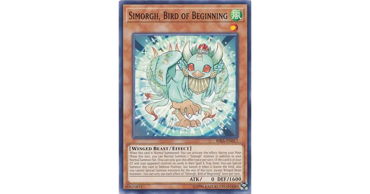 Yu-Gi-Oh! Simorgh, Bird Of Beginning Card - RIRA-EN017 Common 1st Edition
