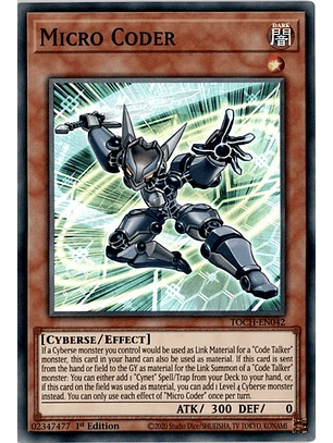 Micro Coder - TOCH-EN042 - Super Rare 1st Edition