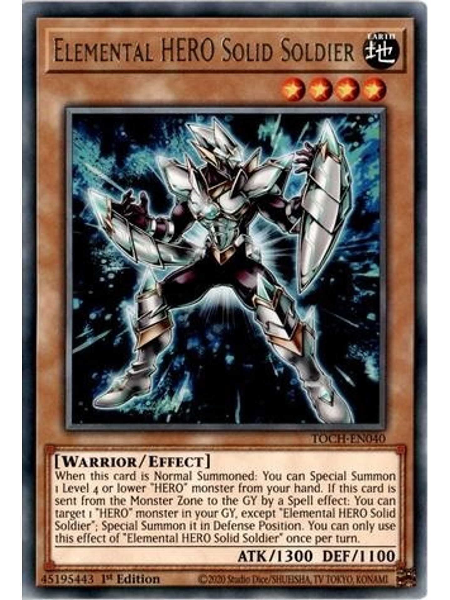 Elemental HERO Solid Soldier - TOCH-EN040 - Rare 1st Edition 1