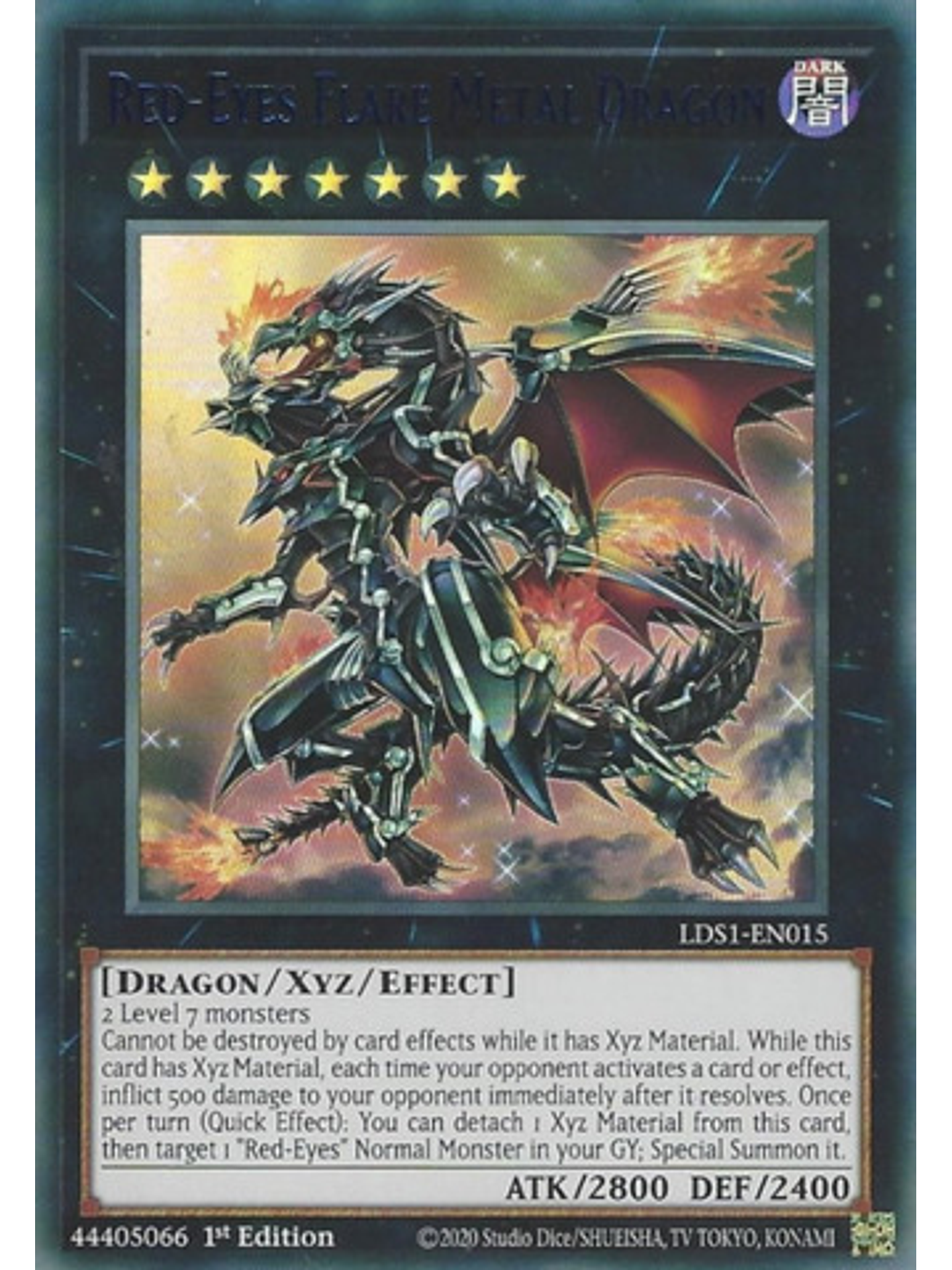 Red-Eyes Flare Metal Dragon (Blue) - LDS1-EN015 - Ultra Rare 1st Edition 1