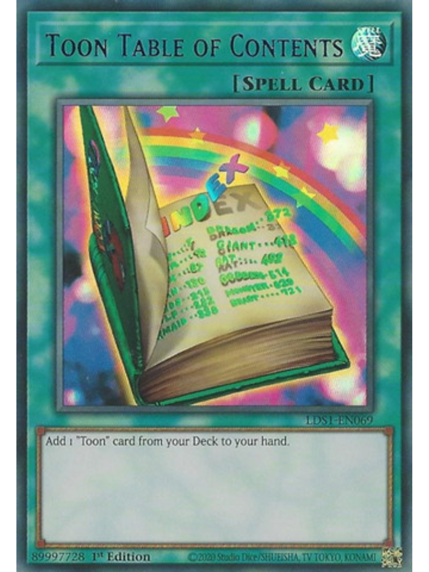 Toon Table of Contents (Blue) - LDS1-EN069 - Ultra Rare 1st Edition 1
