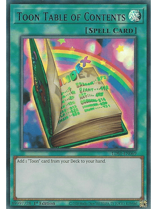 Toon Table of Contents (Green) - LDS1-EN069 - Ultra Rare 1st Edition