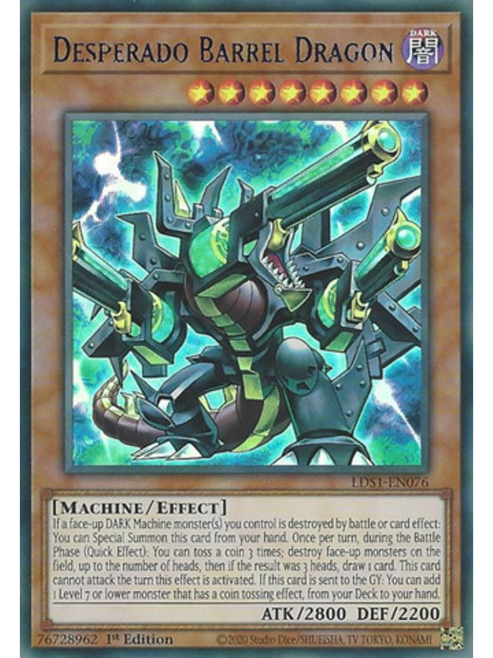 Desperado Barrel Dragon (Green) - LDS1-EN076 - Ultra Rare 1st Edition 1
