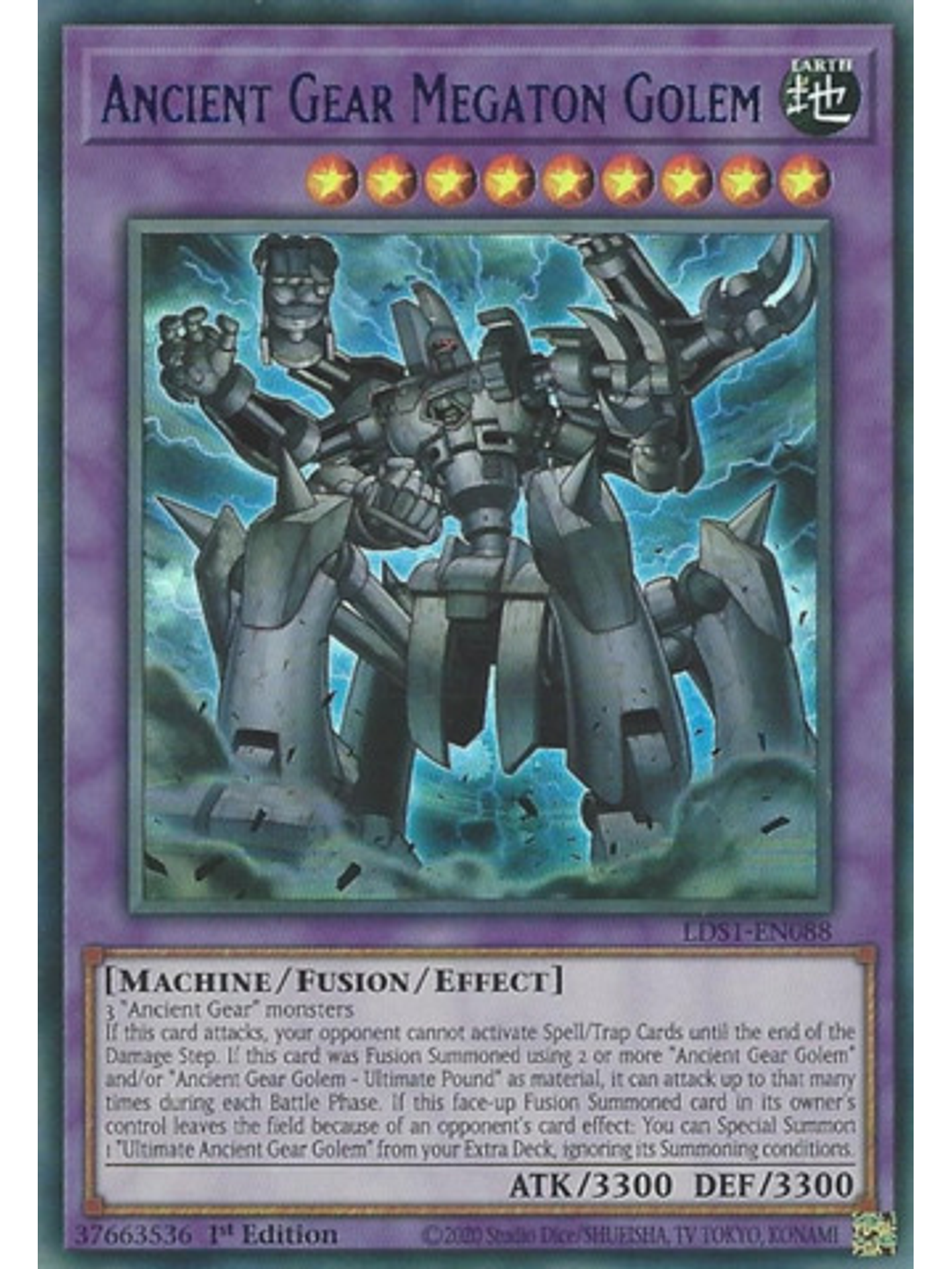 Ancient Gear Megaton Golem (Blue) - LDS1-EN088 - Ultra Rare 1st Edition 1