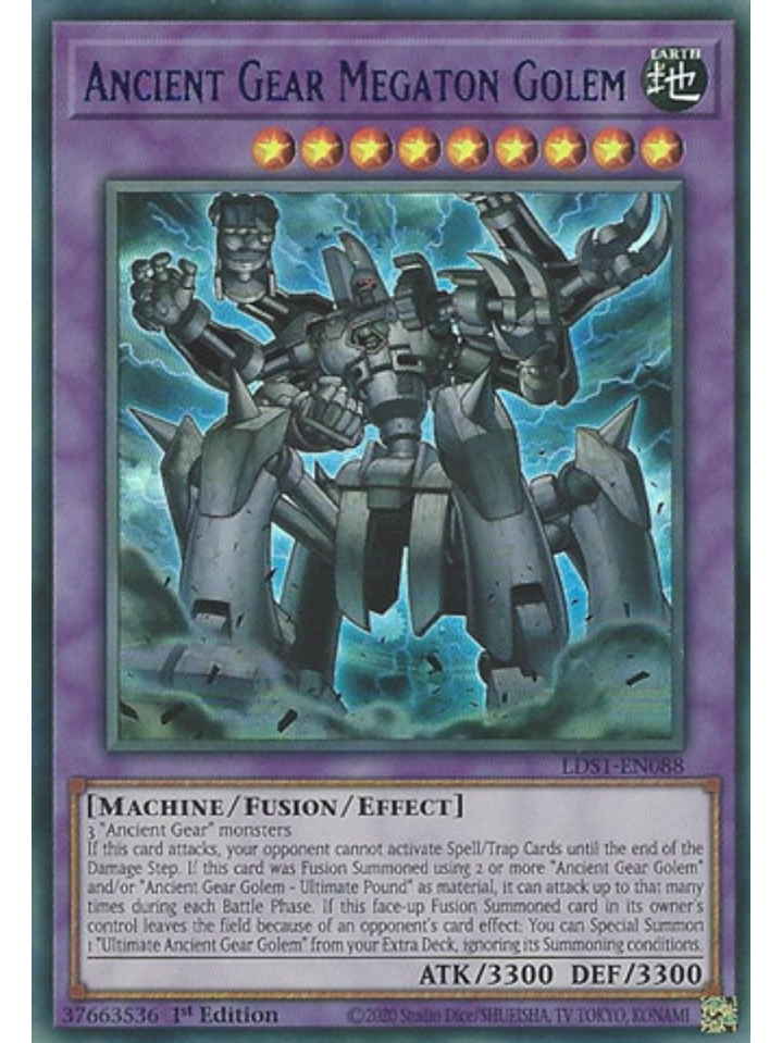 Ancient Gear Megaton Golem (Blue) - LDS1-EN088 - Ultra Rare 1st Edition 1