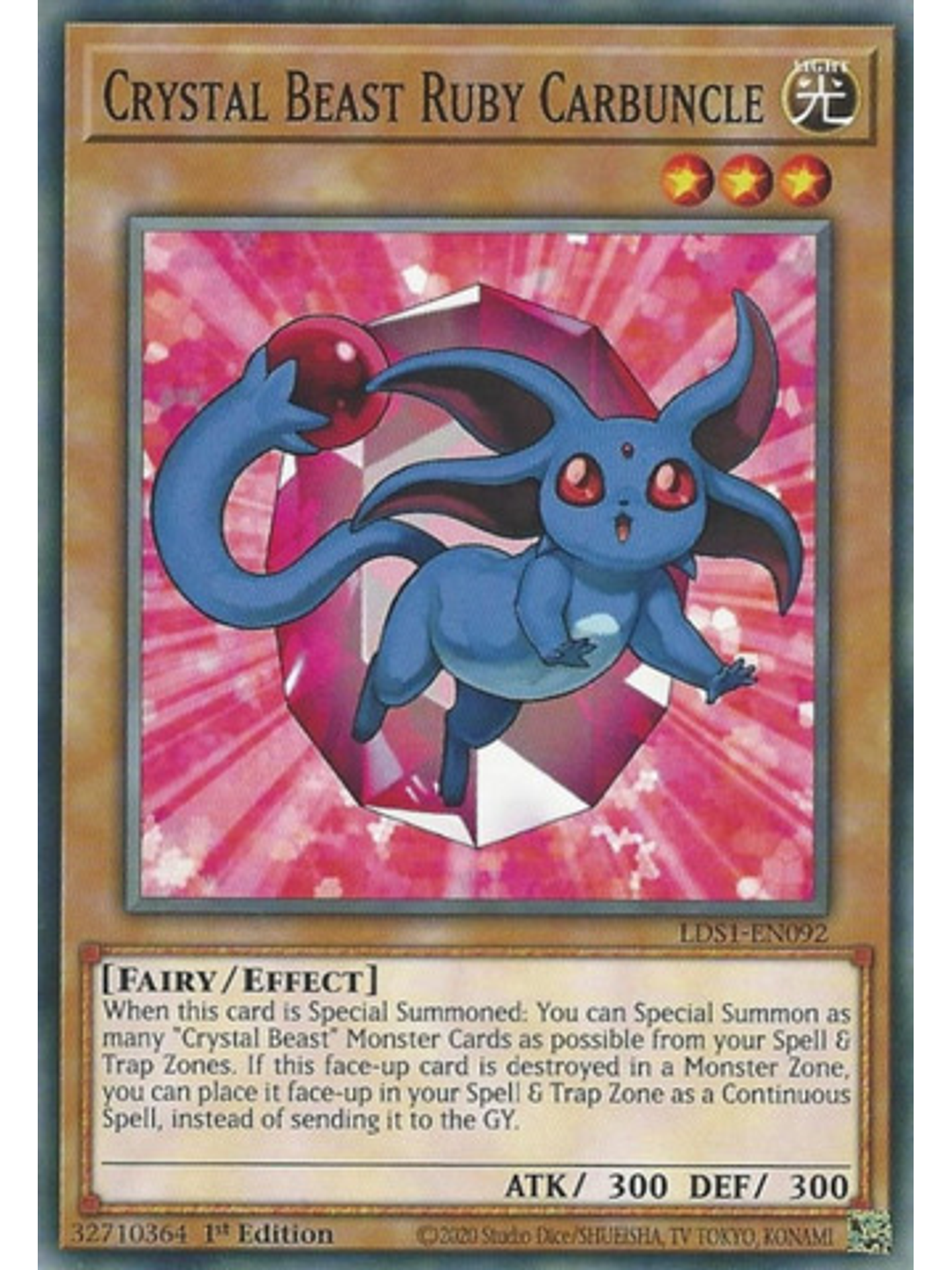 Crystal Beast Ruby Carbuncle - LDS1-EN092 - Common 1st Edition 1