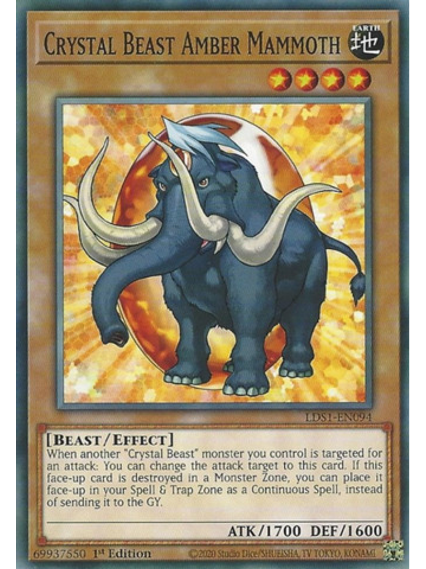 Crystal Beast Amber Mammoth - LDS1-EN094 - Common 1st Edition 1