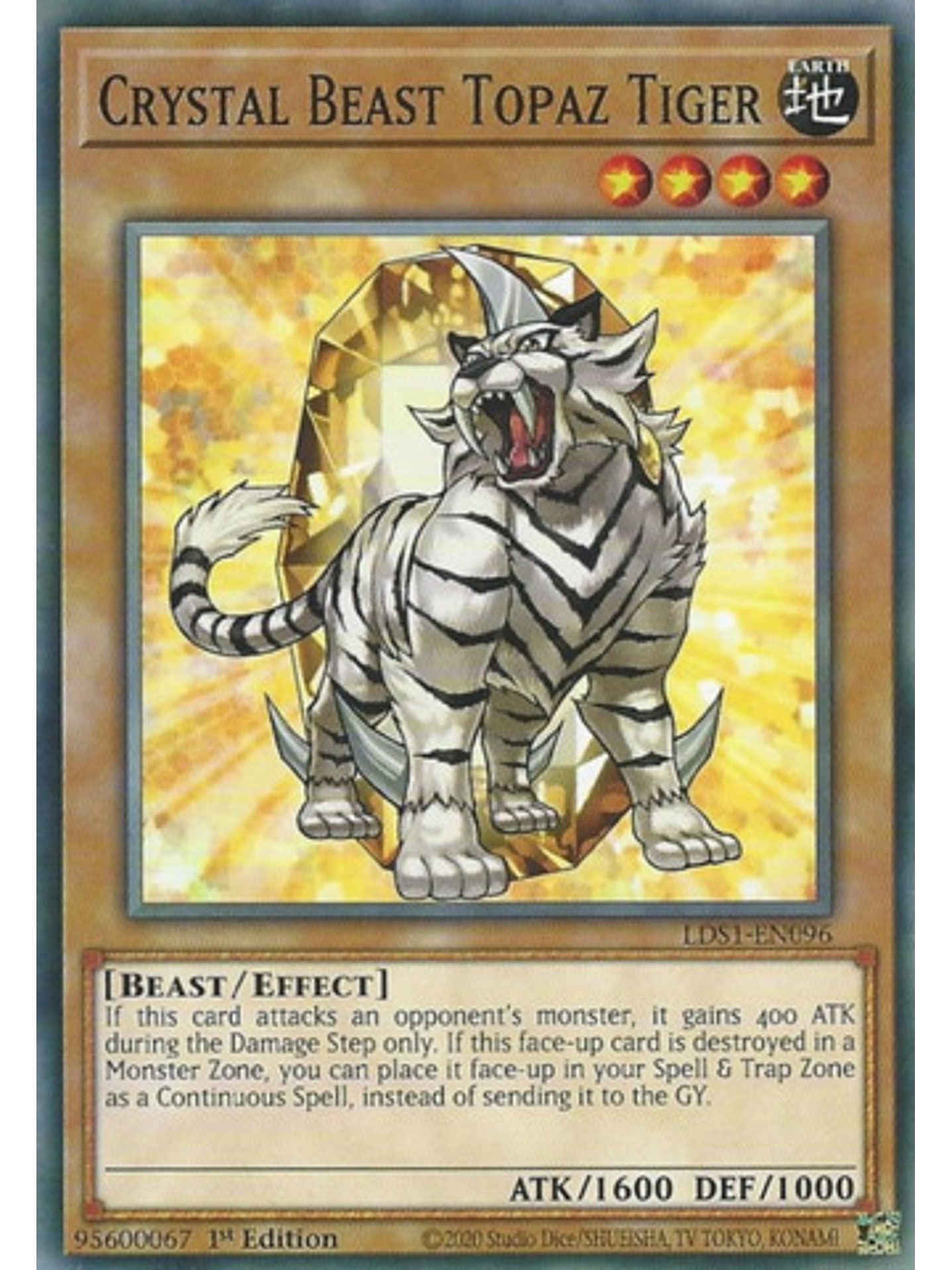Crystal Beast Topaz Tiger - LDS1-EN096 - Common 1st Edition 1