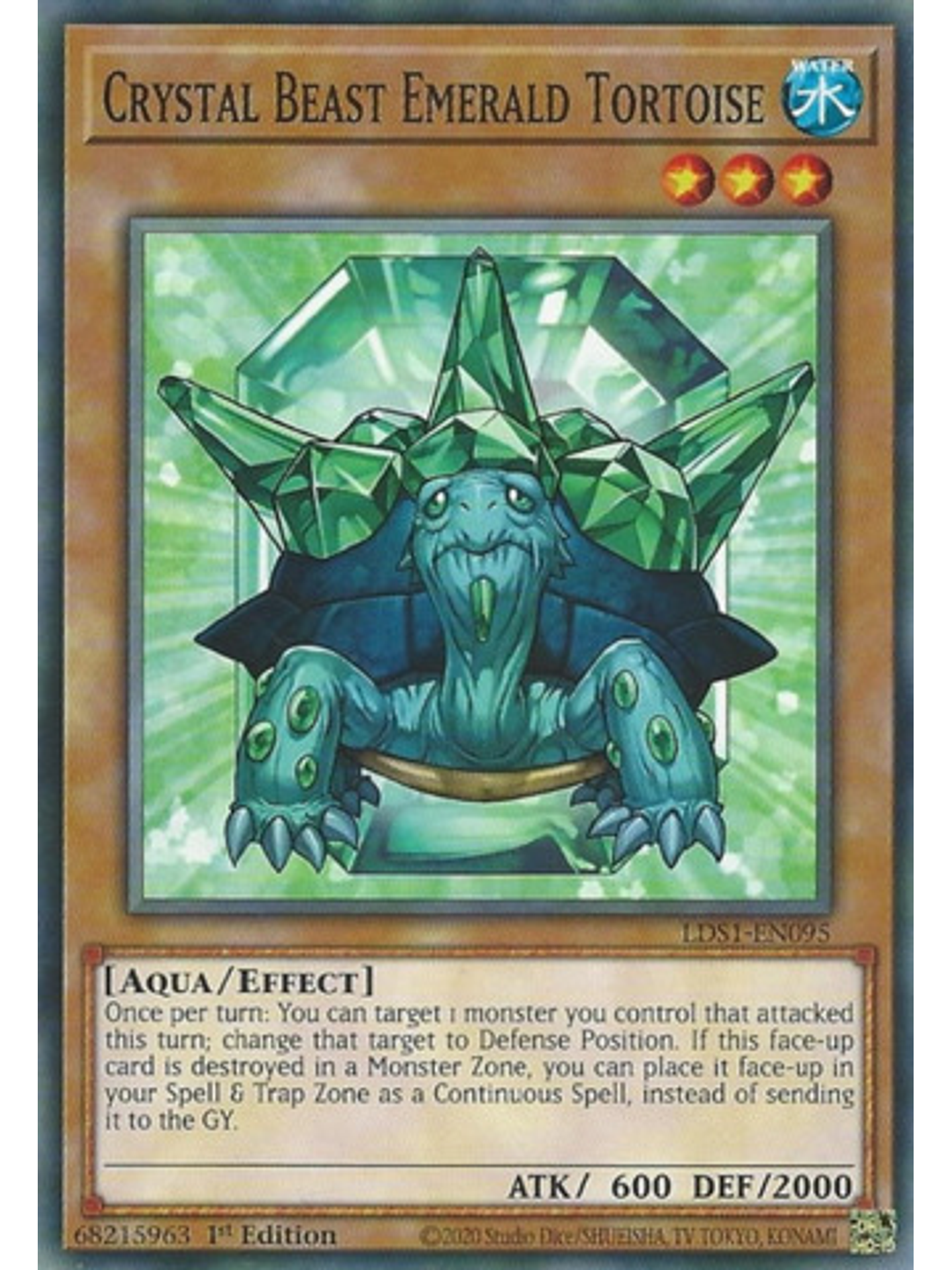 Crystal Beast Emerald Tortoise - LDS1-EN095 - Common 1st Edition 1