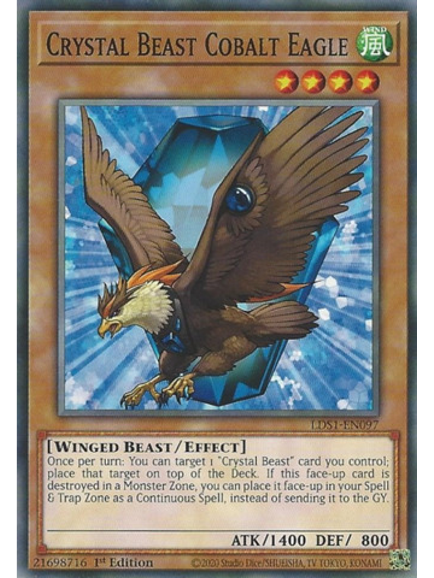 Crystal Beast Cobalt Eagle - LDS1-EN097 - Common 1st Edition 1