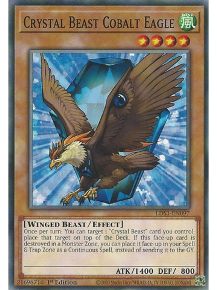 Crystal Beast Cobalt Eagle - LDS1-EN097 - Common 1st Edition 1