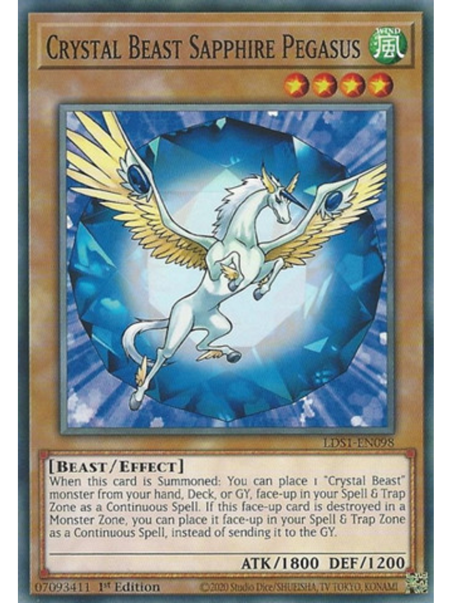 Crystal Beast Sapphire Pegasus - LDS1-EN098 - Common 1st Edition 1
