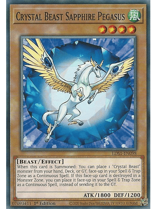 Crystal Beast Sapphire Pegasus - LDS1-EN098 - Common 1st Edition