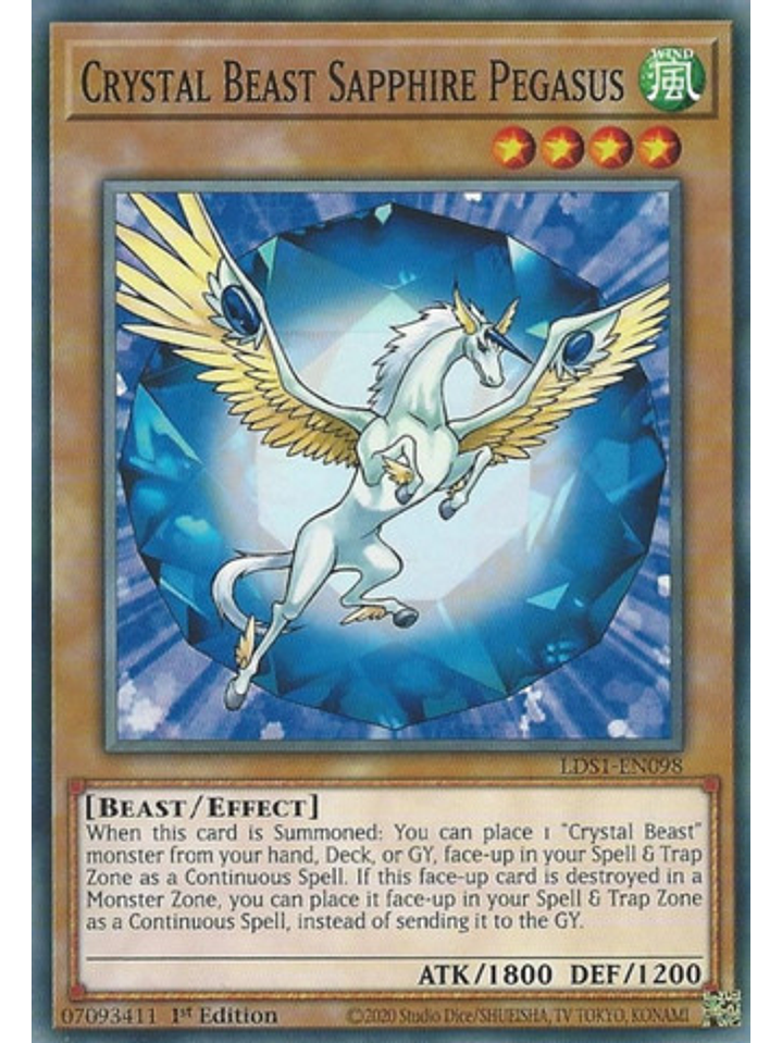Crystal Beast Sapphire Pegasus - LDS1-EN098 - Common 1st Edition 1