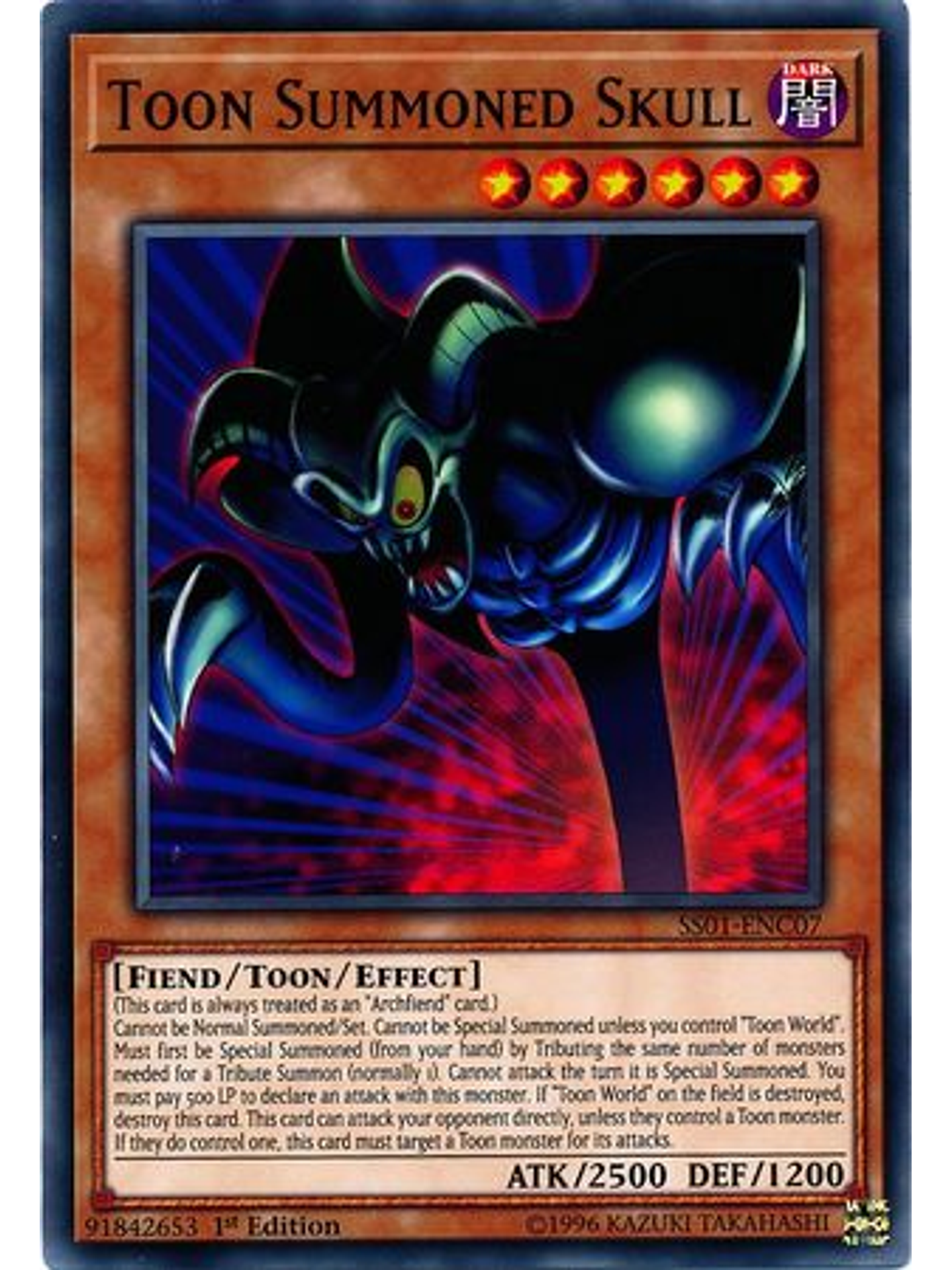 Toon Summoned Skull - SS01-ENC07 - Common 1st Edition 1