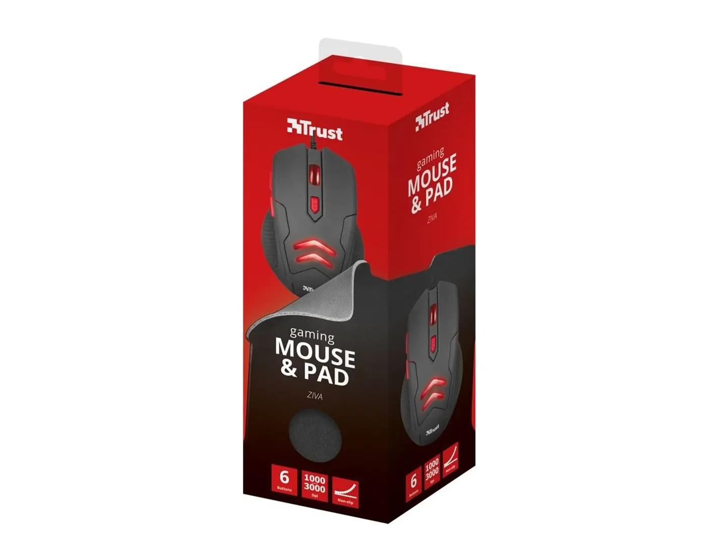 Kit Gamer Mouse + Mousepad Trust Ziva 3000 DPI LED 4