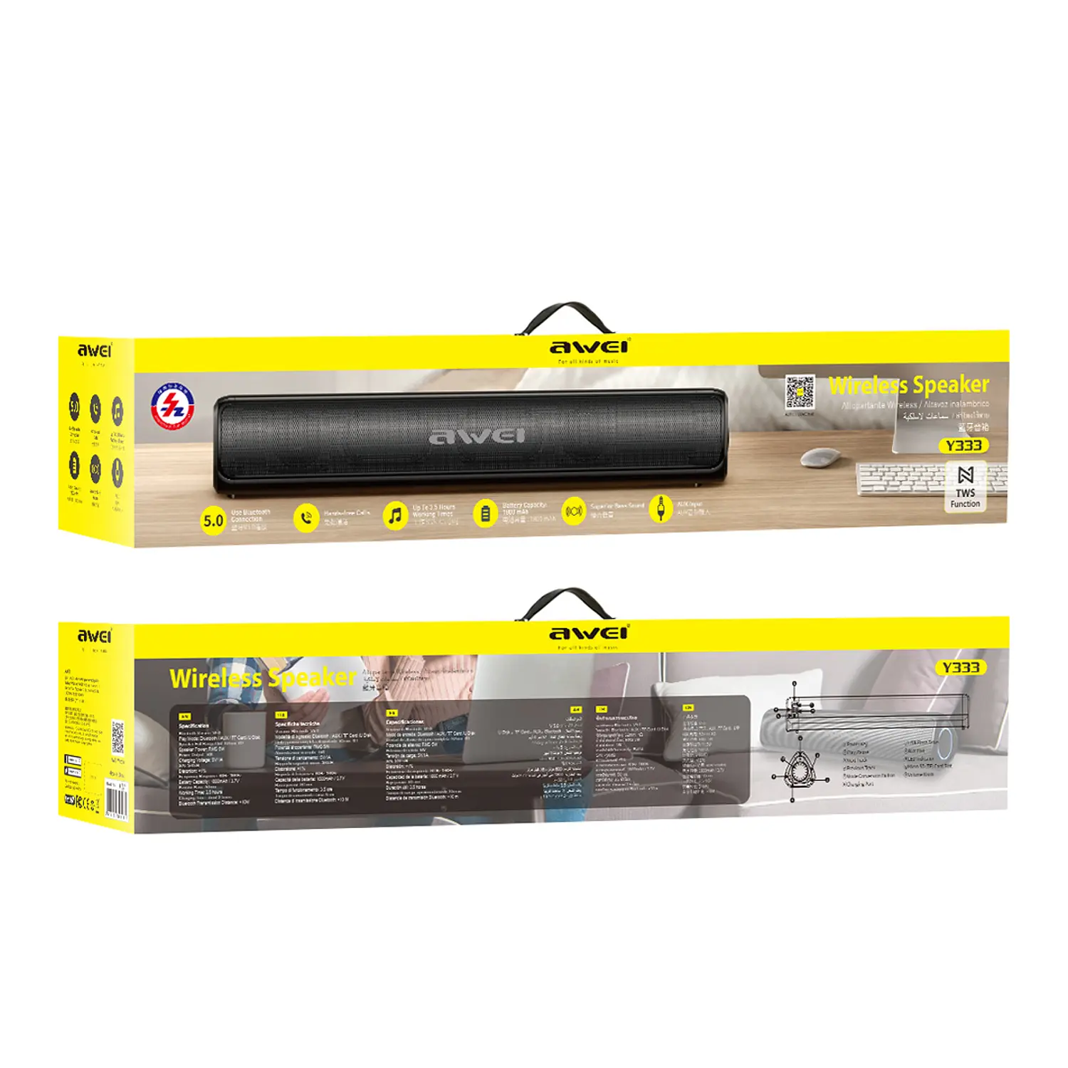 Barra de Sonido Bluetooth Awei Y333 – Surround y Modo TF/AUX 2