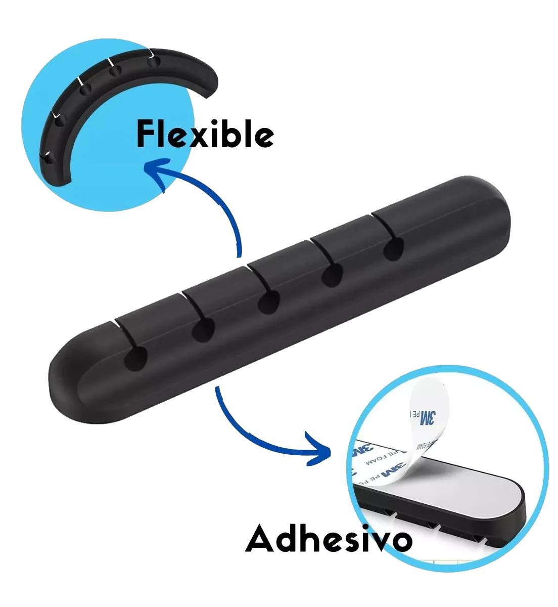 Organizador de Cables Autoadhesivo 5 Ranuras – Escritorio/Auto 3