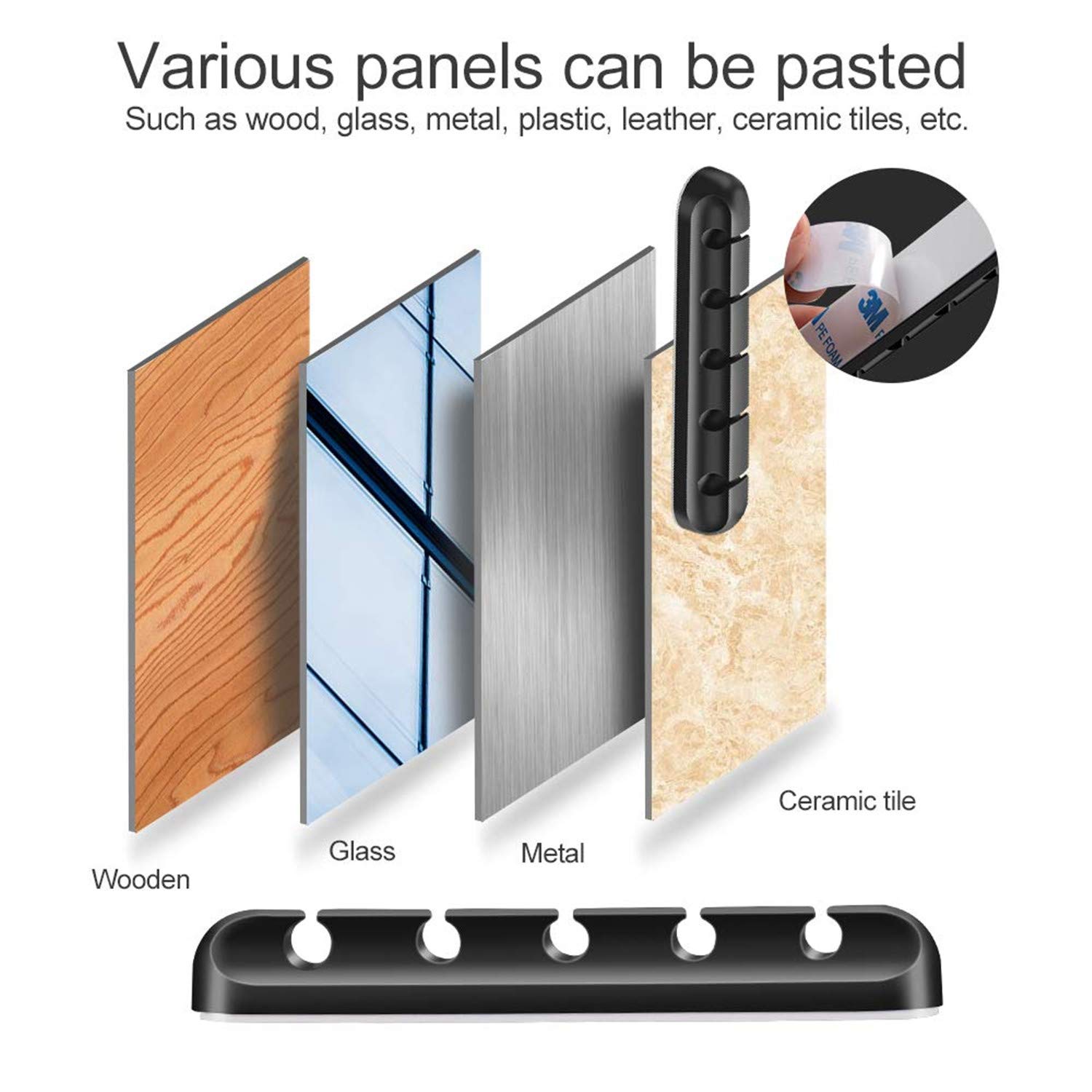 Organizador de Cables Autoadhesivo 5 Ranuras – Escritorio/Auto 4