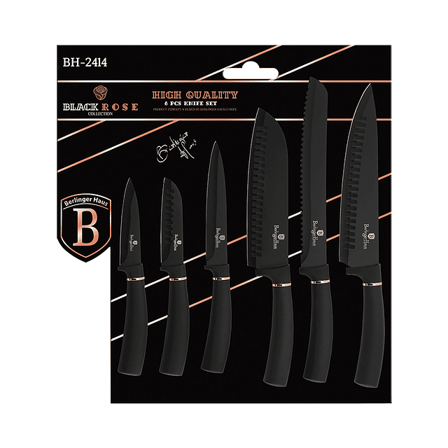 Cuchillos de Acero inoxidable BLACK ROSE ( Set 6 unidades ).