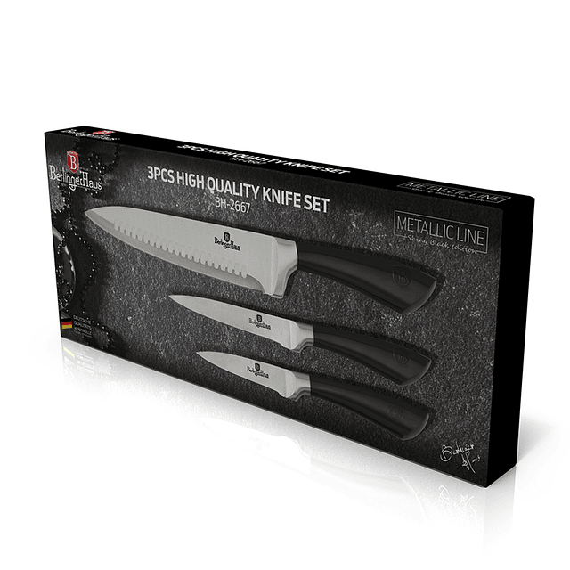 Cuchillos de Acero inoxidable SHINY BLACK ( Set 3 unidades ).
