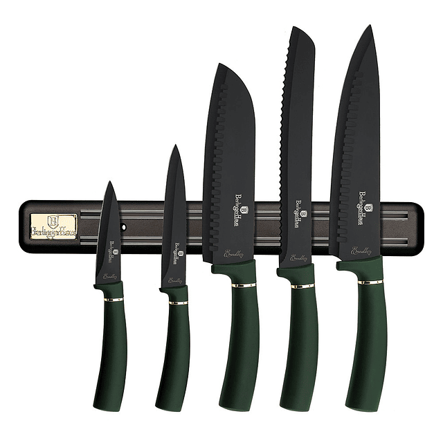 Cuchillos de Acero inoxidable EMERALD + Barra Magnética ( Set 6 unidades )