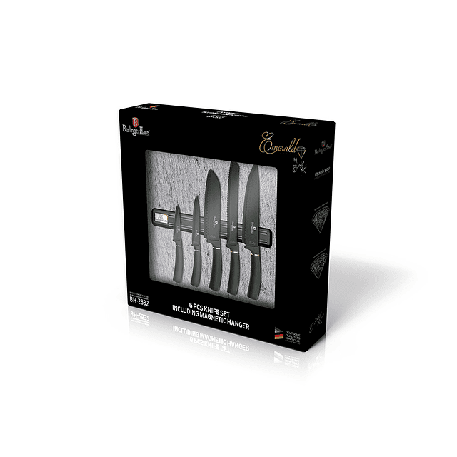 Cuchillos de Acero inoxidable EMERALD + Barra Magnética ( Set 6 unidades )