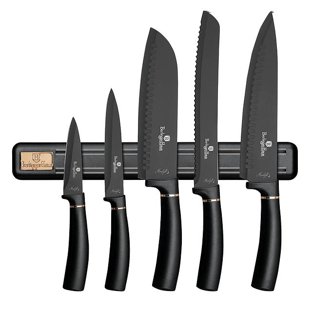 Cuchillos de Acero inoxidable BLACK ROSE  + Barra Magnética ( Set 6 unidades )