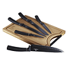 Cuchillos de Acero inoxidable BLACK SILVER + Tabla de corte de Bambú ( Set 6 unidades )