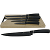 Cuchillos de Acero inoxidable AQUAMARINE + Tabla de corte de Bambú ( Set 6 unidades )