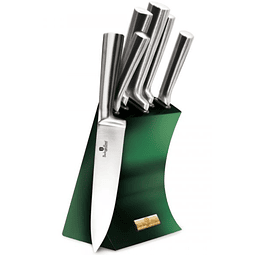 Cuchillos de Acero inoxidable SILVER EMERALD  + Soporte Fijo ( Set 6 unidades )