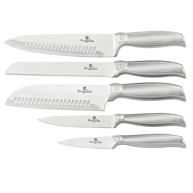 Cuchillos de Acero inoxidable GREY - SILVER + Soporte Fijo ( Set 6 unidades )