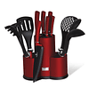 Cuchillos de Acero inoxidable BURGUNDY + Utensilios de Cocina ( Set 12 unidades )