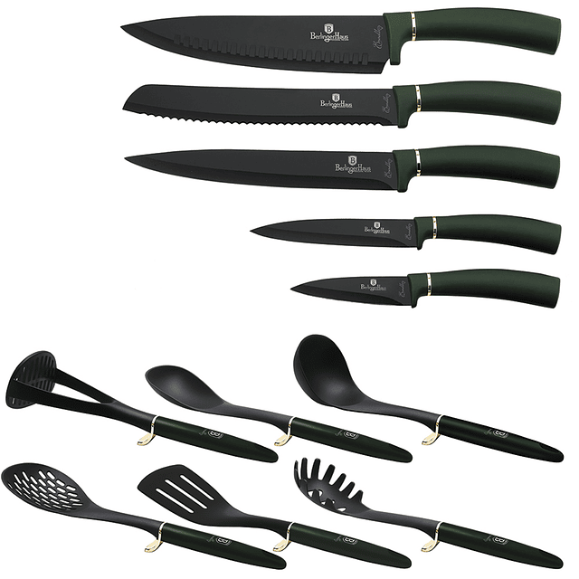 Cuchillos de Acero inoxidable EMERALD + Utensilios de Cocina ( Set 12 unidades )