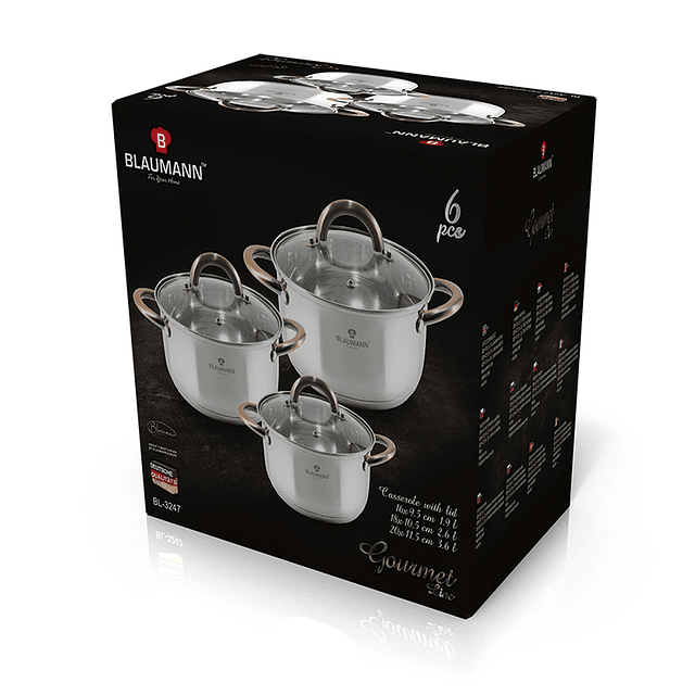 Batería de Ollas GOURMET de Acero inoxidable ( Set 6 unidades )