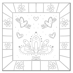 Posavasos Cuadrados - Corazón y Flores