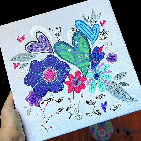 Bastidor Tela 30x30 Floral 1