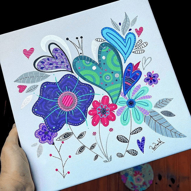 Bastidor Tela 30x30 Floral 1