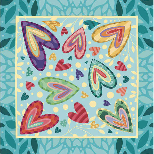 Pañuelo Corazones Acua 70x70 10