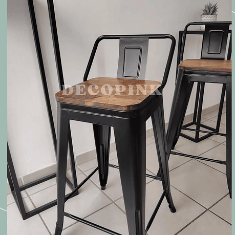 TABURETES TOLIX ASIENTO DE MADERA 7