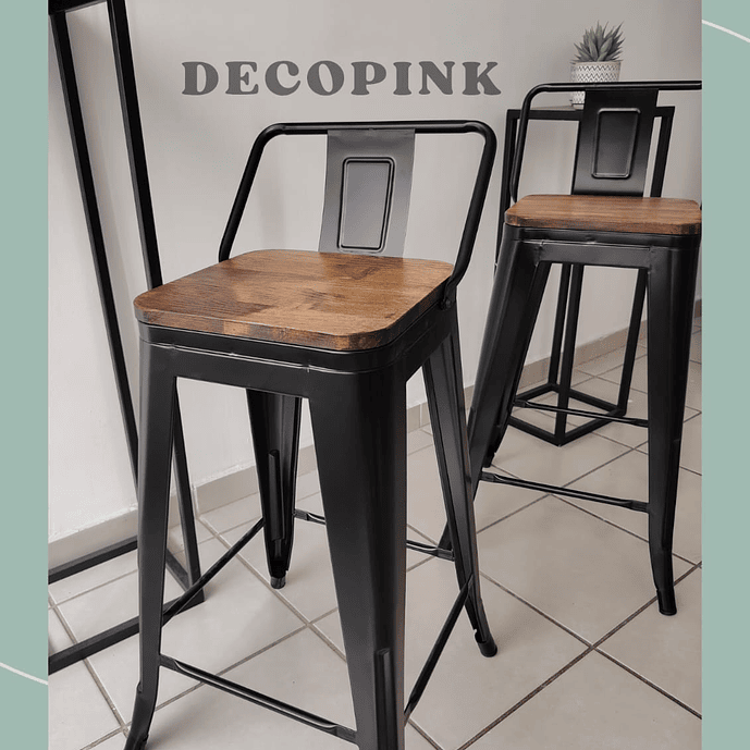 TABURETES TOLIX ASIENTO DE MADERA 6